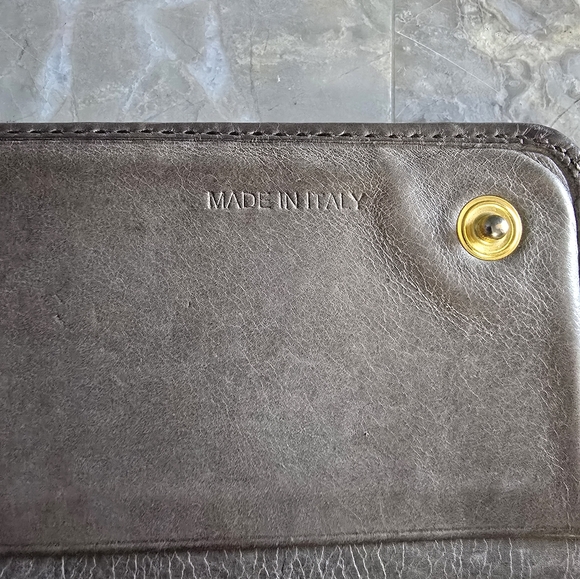 Prada Authentic Calf Skin Leather Ribbon Gray Brown Taupe Wallet - Picture 6 of 12